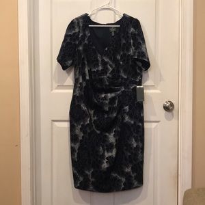 Adrianna Papell 16w Navy Floral Dress NWT